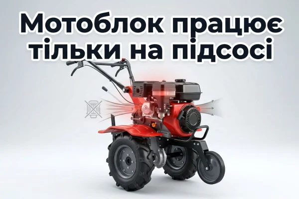 Мотоблок працює тільки на підсосі: причини несправності та методи ремонту